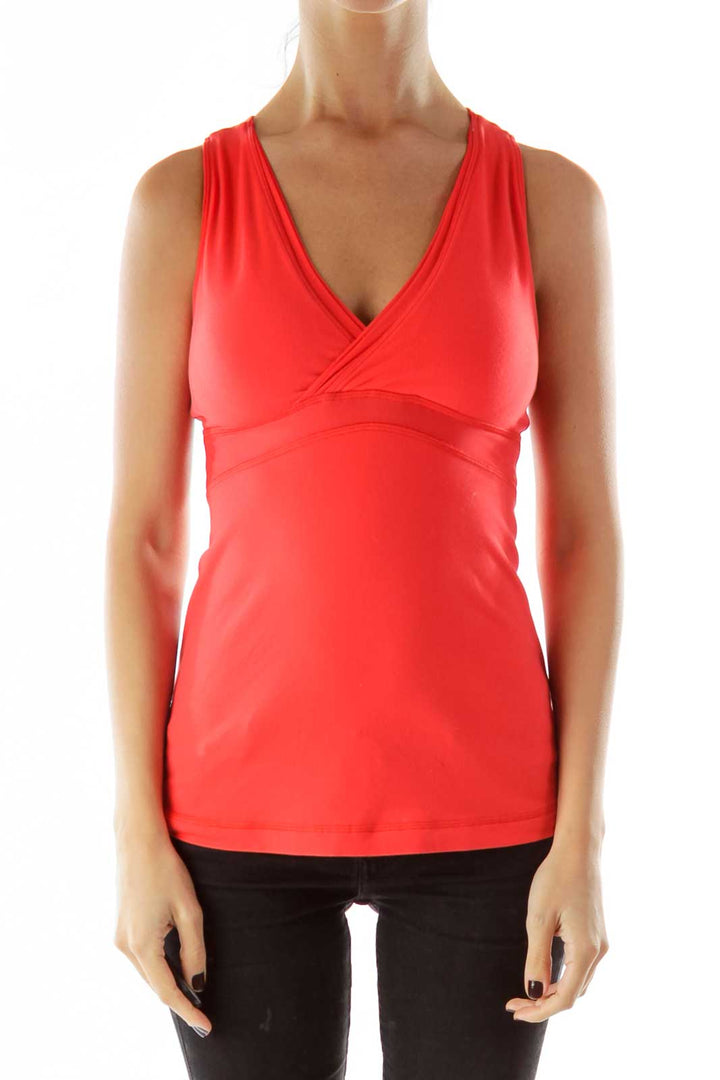 Red Orange Elastic Sports Top