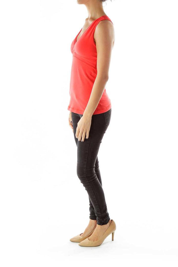 Red Orange Elastic Sports Top