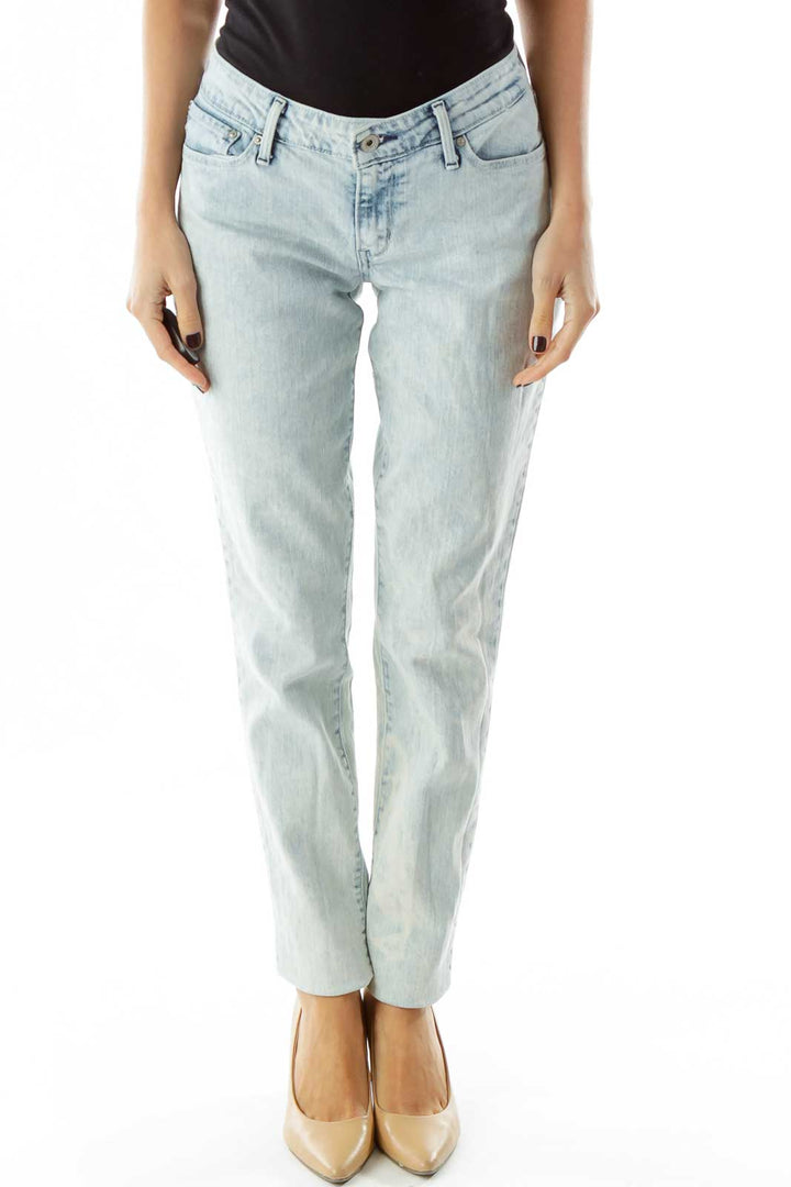 Light Washed Denim Straight Leg Jeans