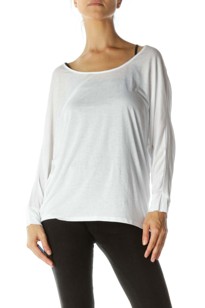 White Loose Long-sleeve T-Shirt