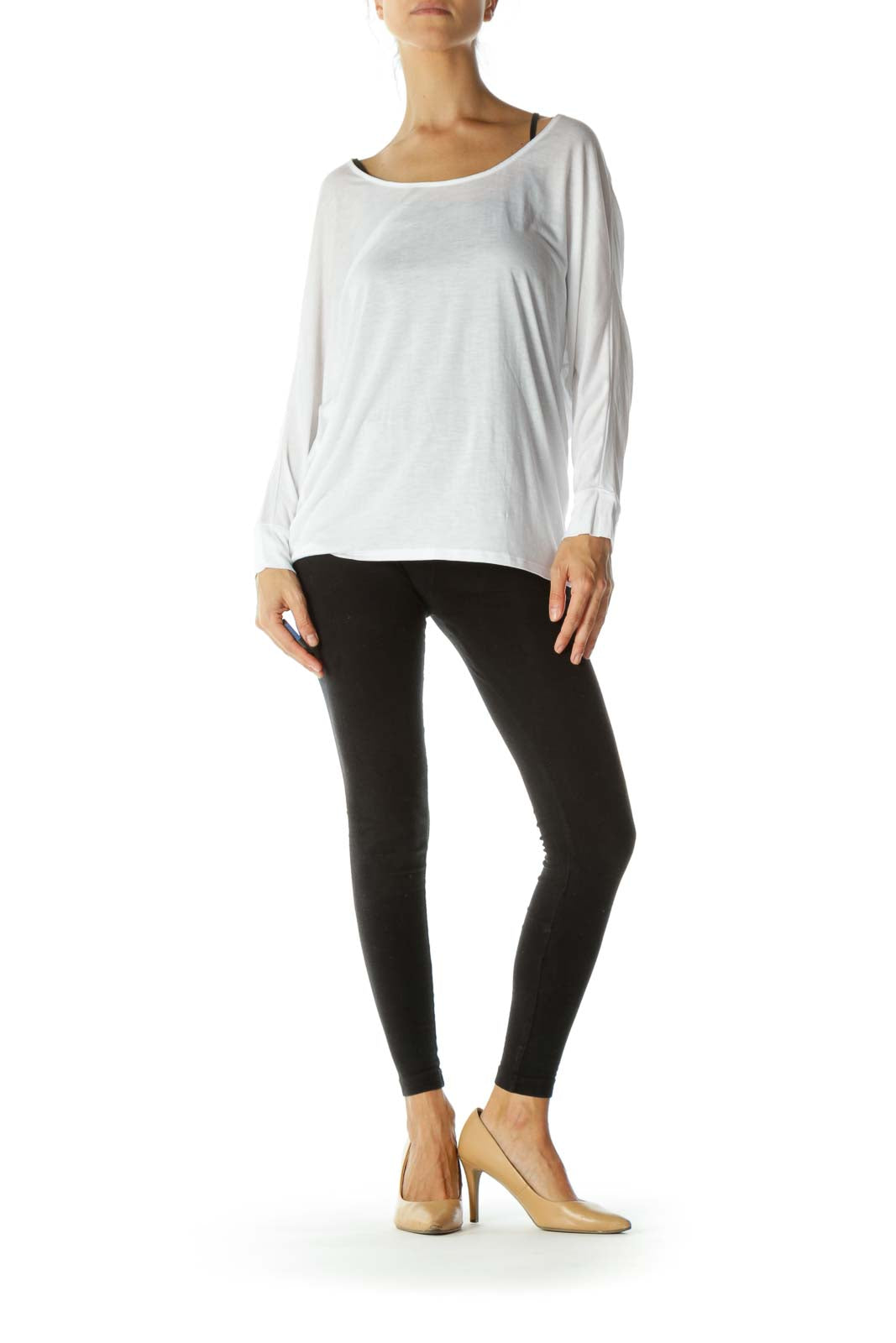 White Loose Long-sleeve T-Shirt