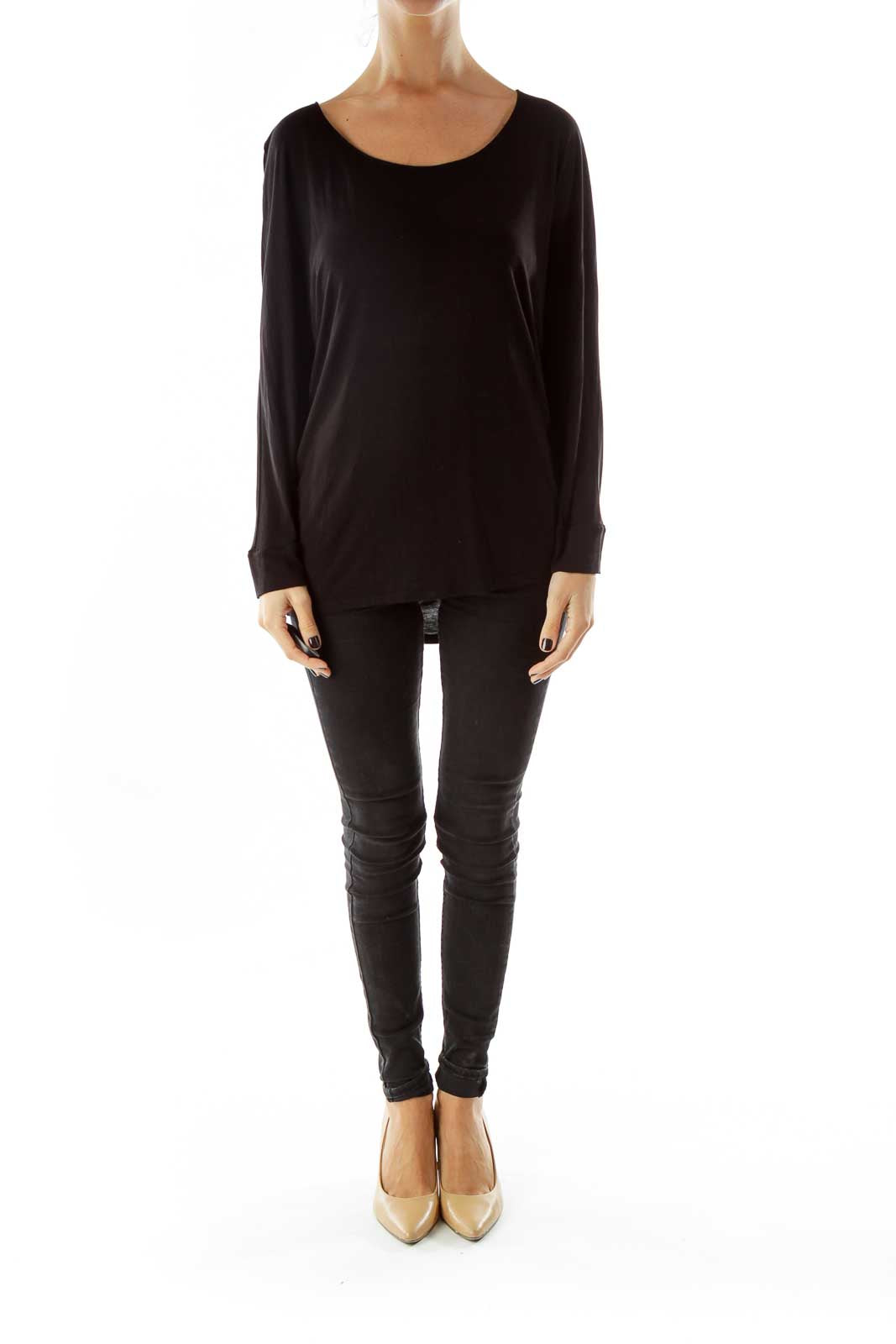 Black Loose Long-Sleeve T-Shirt