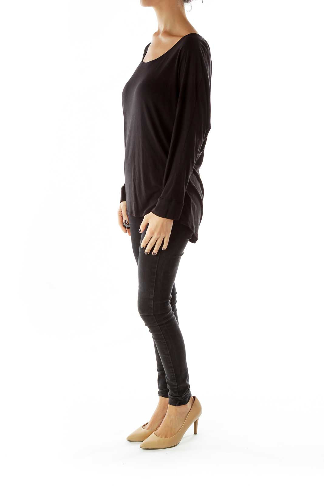 Black Loose Long-Sleeve T-Shirt