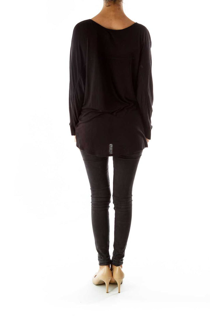 Black Loose Long-Sleeve T-Shirt