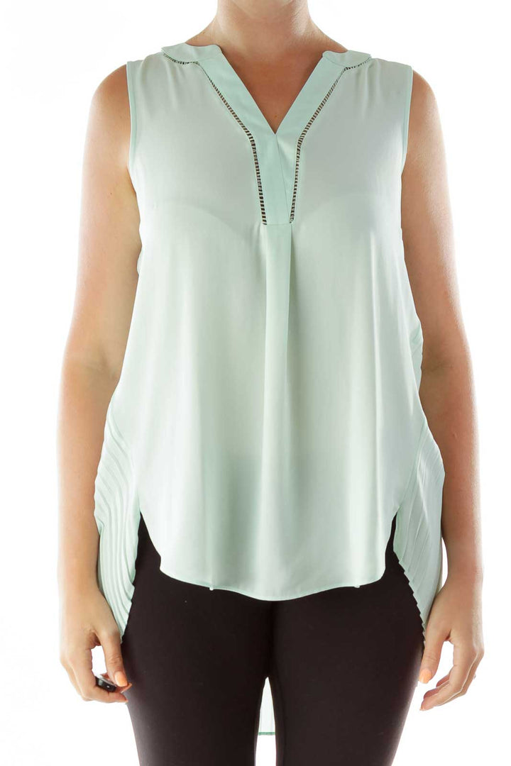 Mint Slitted Pleated Blouse