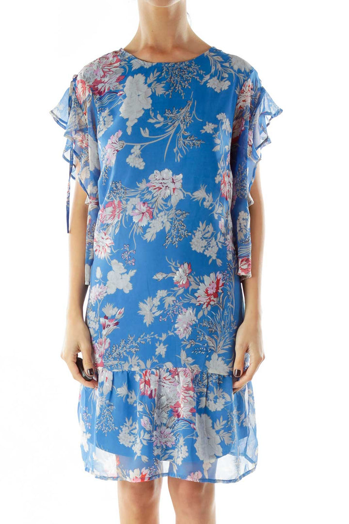 Blue Floral Print Day Dress