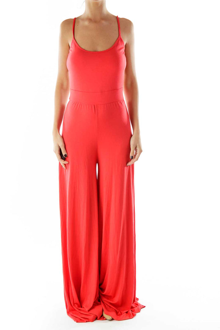 Red Sleeveless Jumpsuit