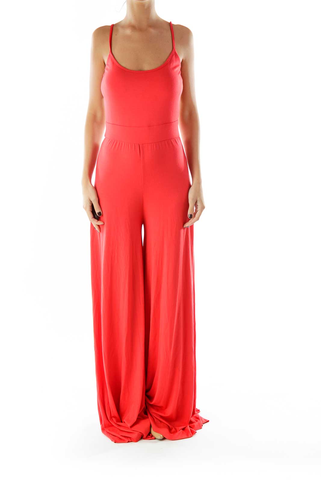 Red Sleeveless Jumpsuit