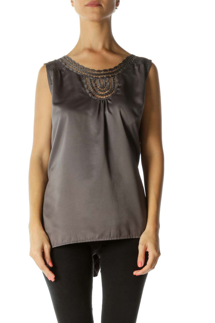 Gray Shiny Stitched Blouse