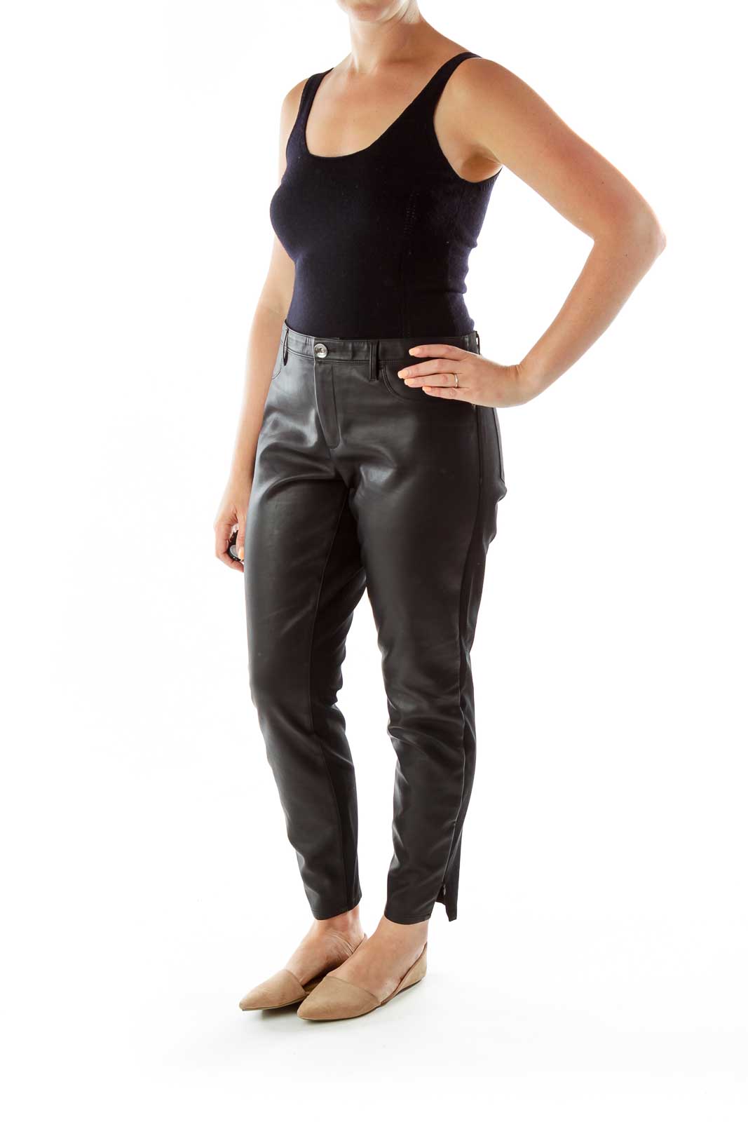 Skinny Black Zippered Leggings