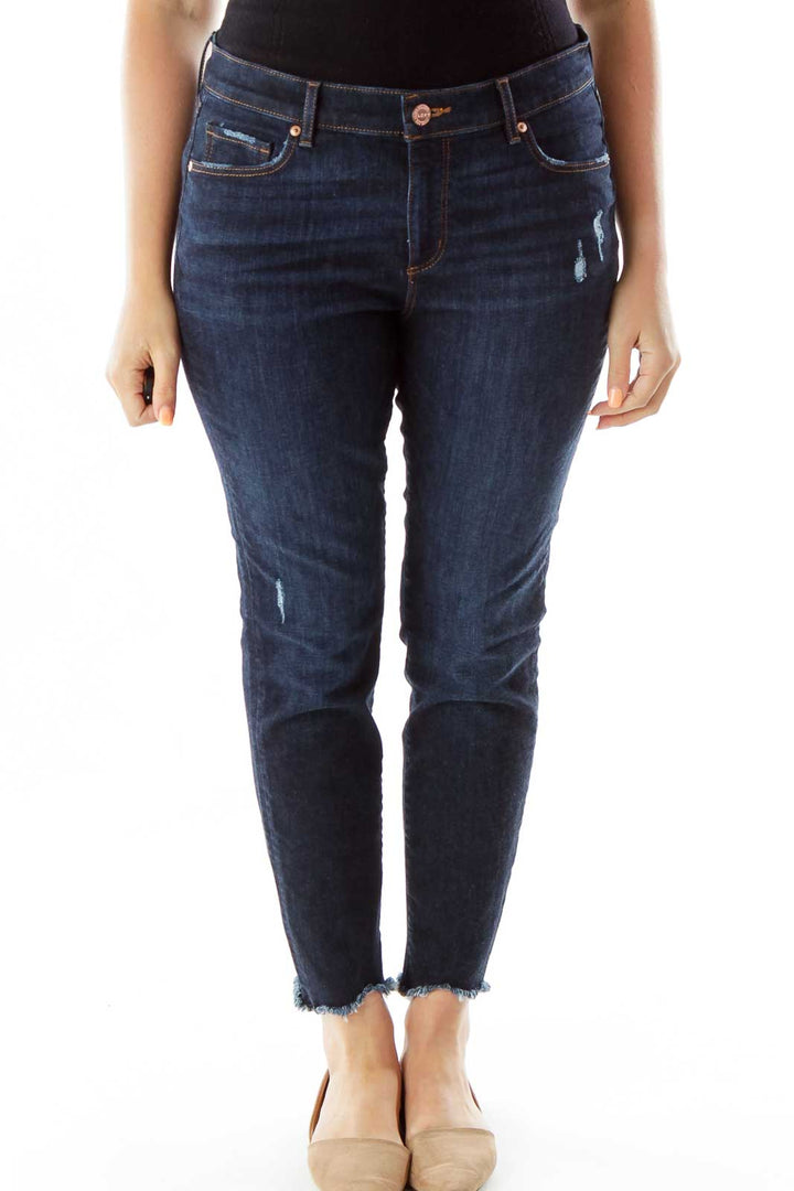 Navy Skinny Trimmed Jeans