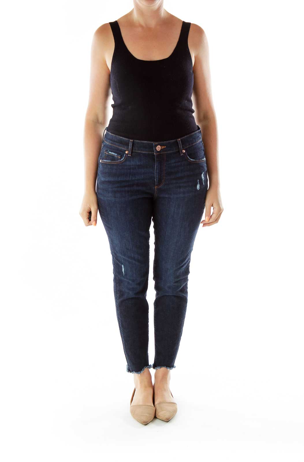 Navy Skinny Trimmed Jeans