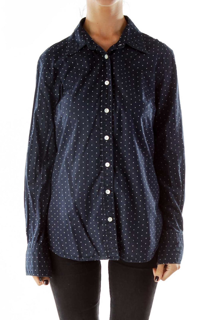 Navy White Polka-Dot Shirt