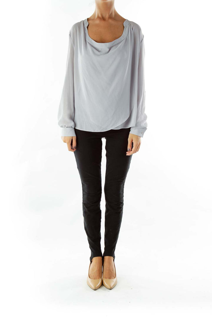 Gray Round-Neck Blouse