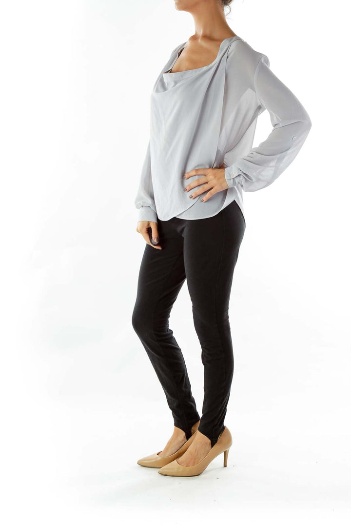 Gray Round-Neck Blouse