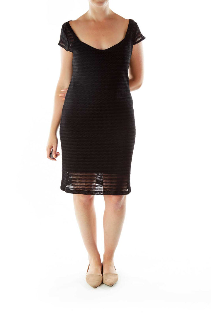 Black See-Through Knit Beach Dress