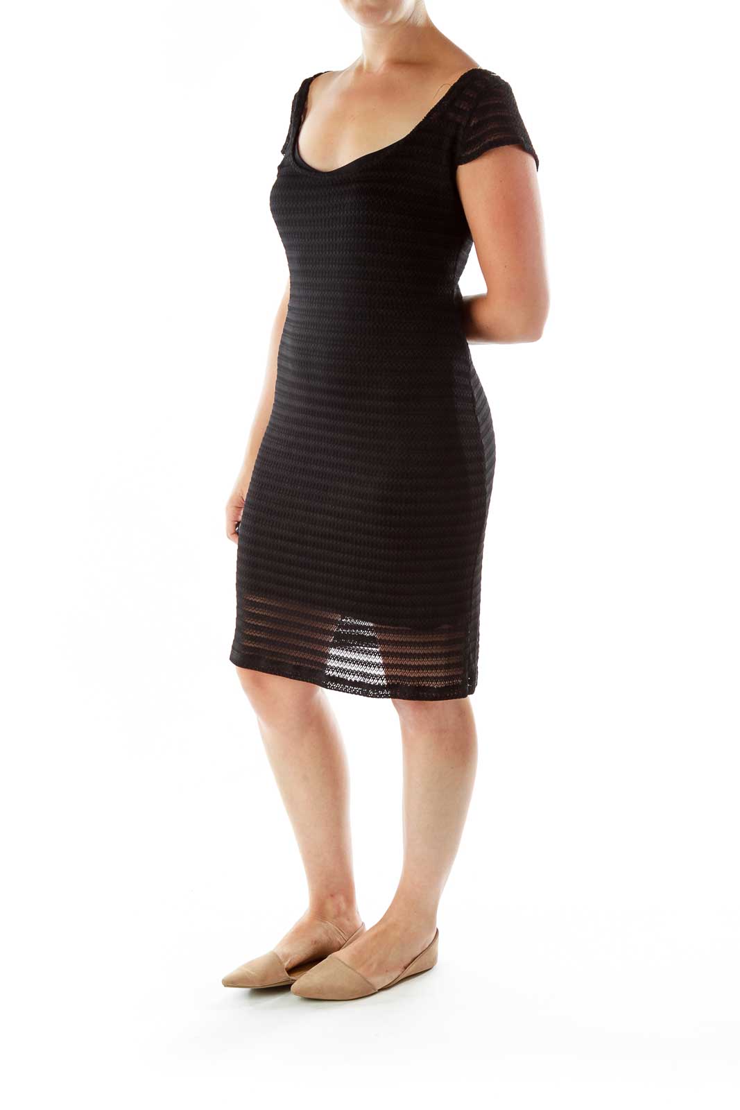 Black See-Through Knit Beach Dress