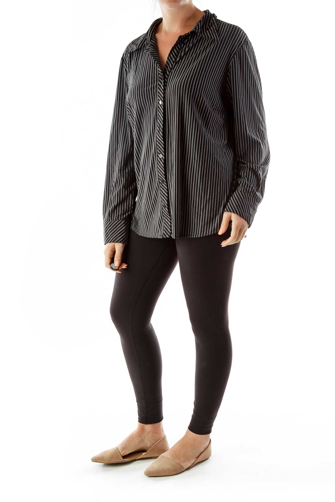 Black Gray Striped Shirt