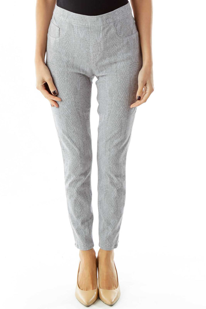 Gray Pocketed Print Jeggings