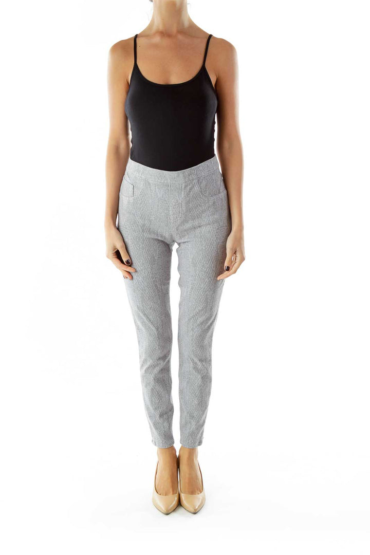 Gray Pocketed Print Jeggings