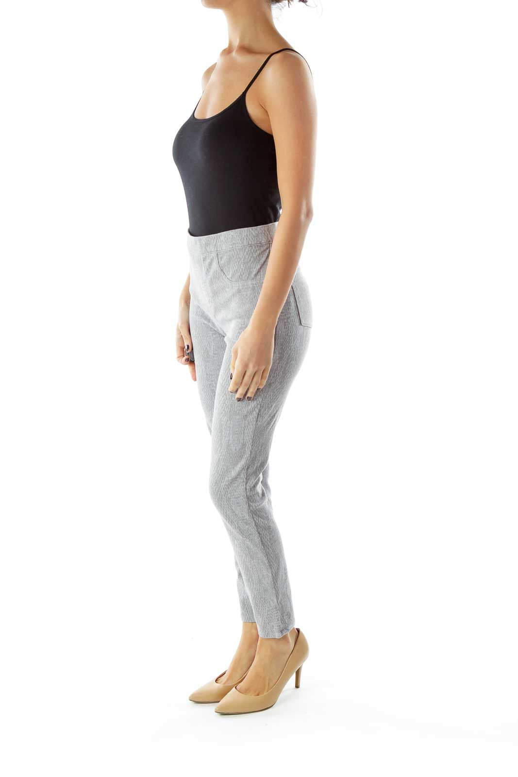 Gray Pocketed Print Jeggings