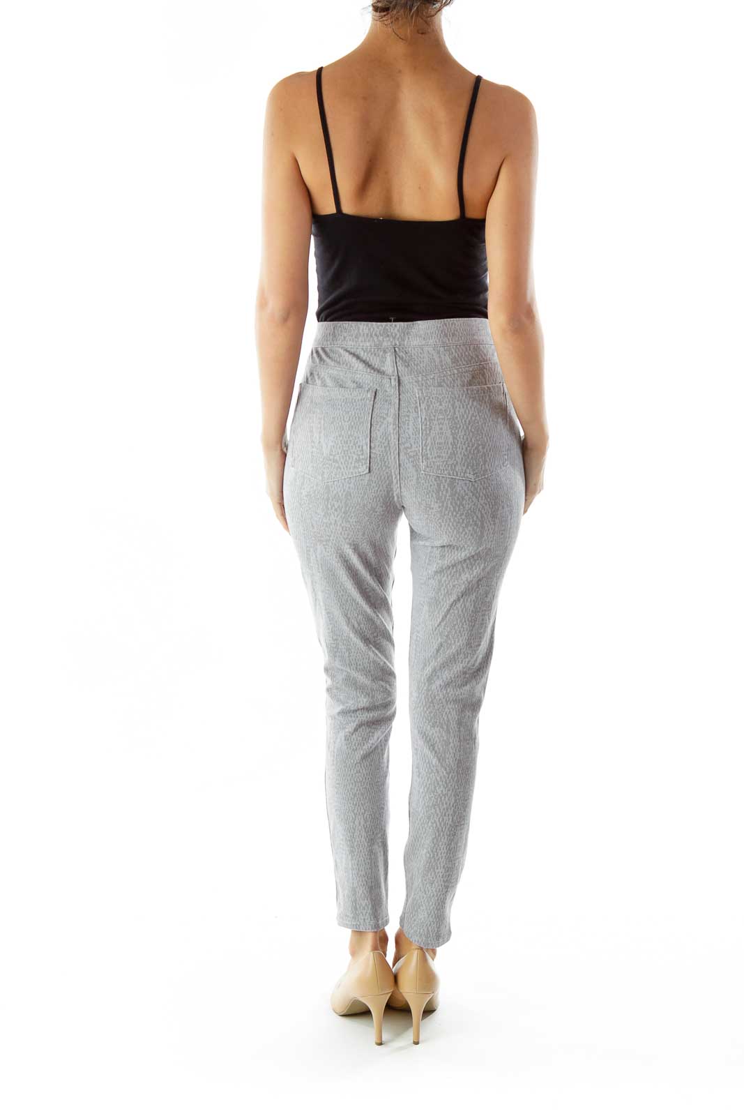 Gray Pocketed Print Jeggings