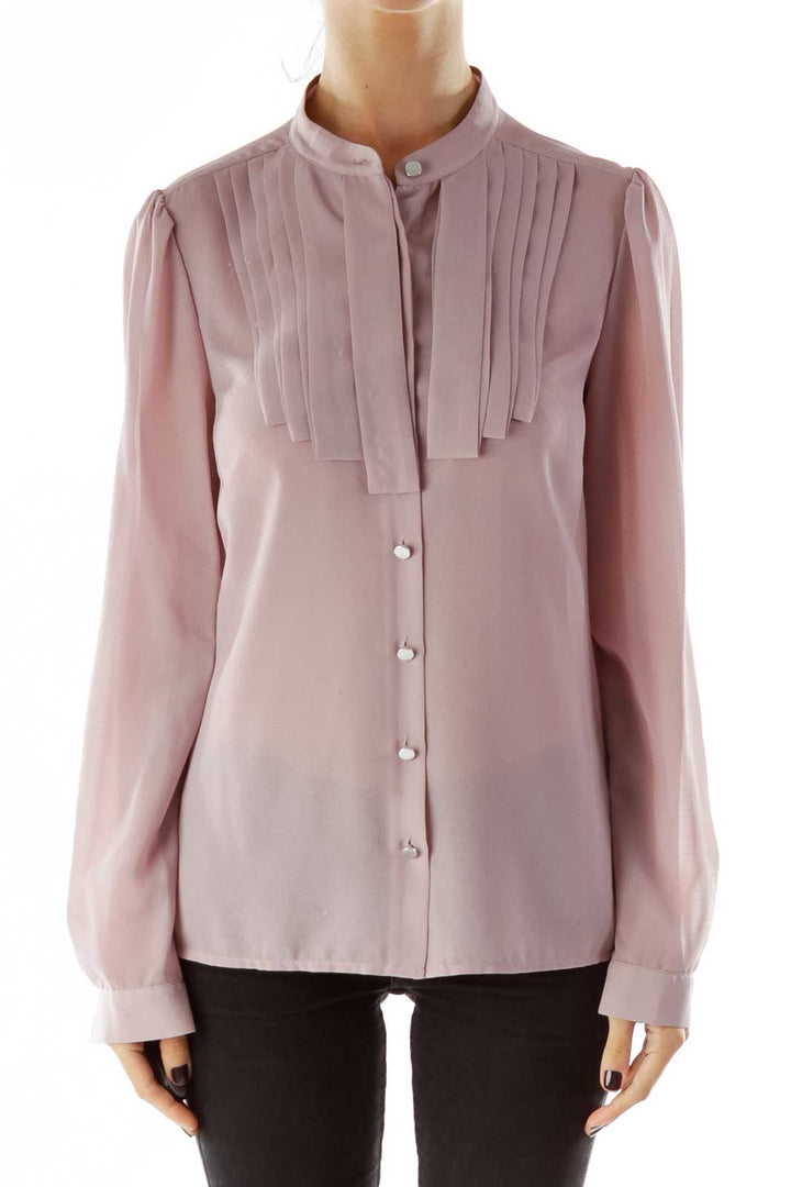 Purple Textured Buttoned Blouse