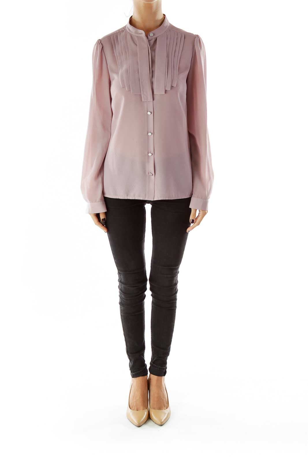 Purple Textured Buttoned Blouse