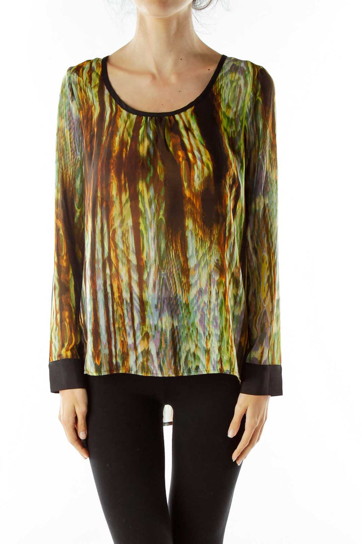 Green Print Blouse