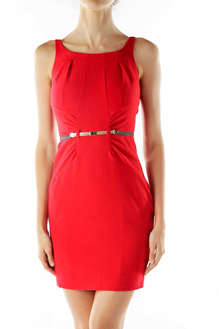 Red Belted Cocktail Dress