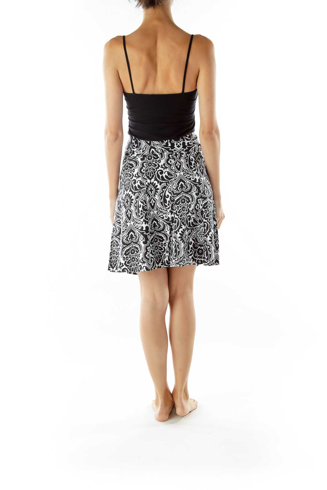 Black White Paisley Print Skirt