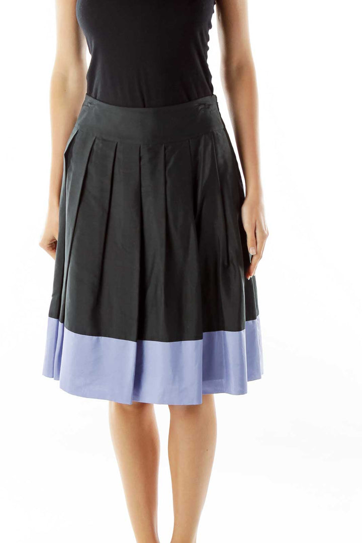 Purple Black Striped A-Line Skirt