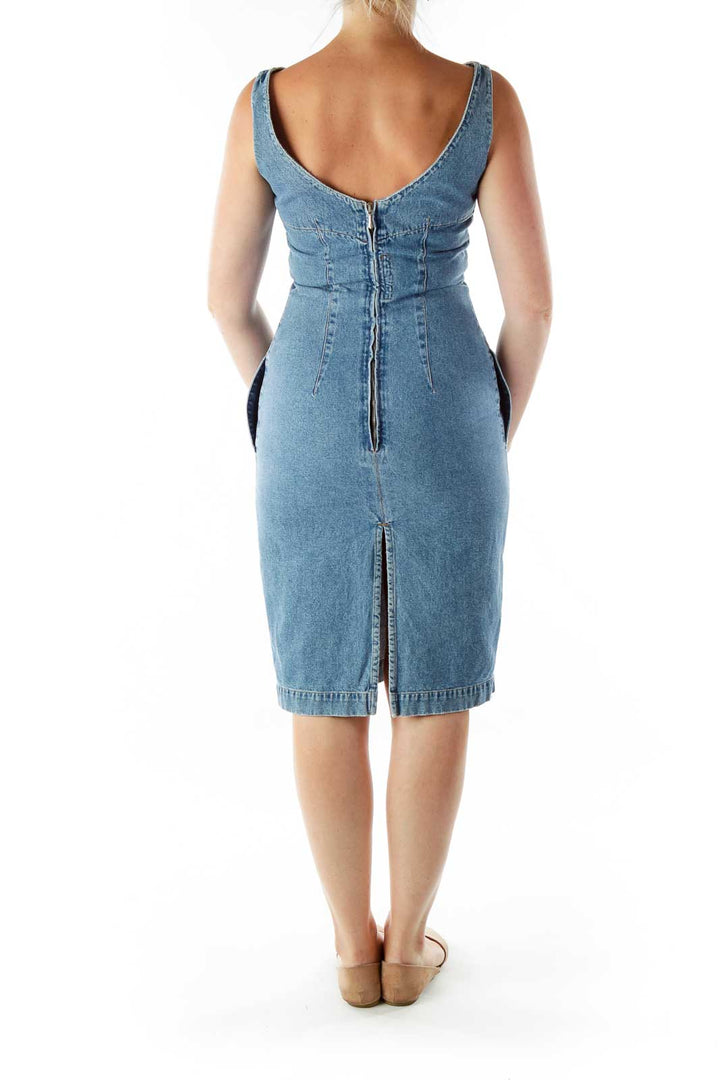 Blue Sleeveless Denim Dress