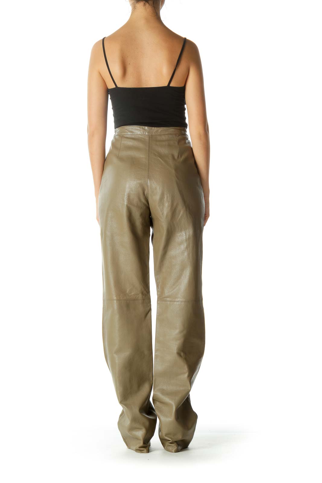 Brown Faux-Leather Vintage Pants