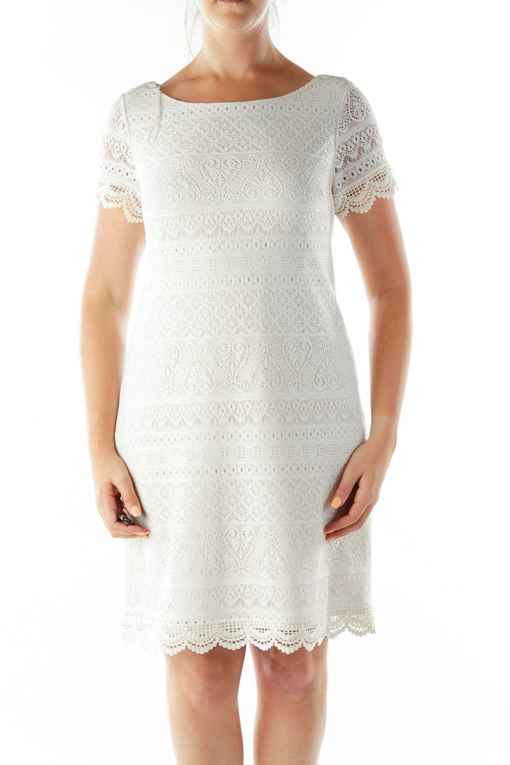 Cream Lace Cocktail Dress