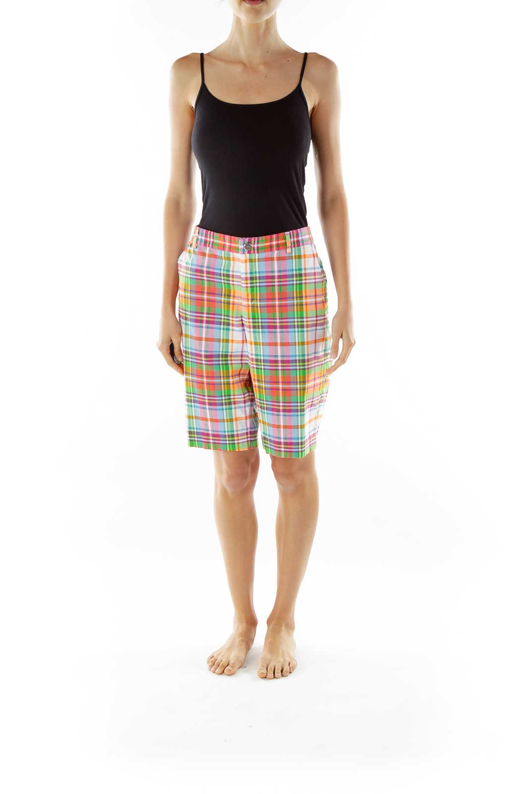 Multicolor Plaid Capri Shorts