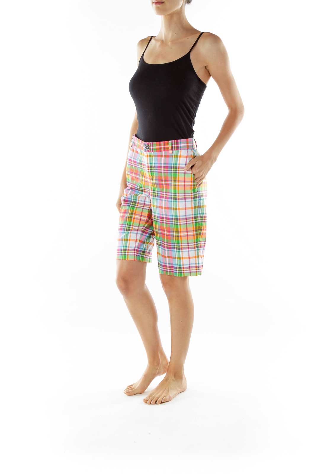 Multicolor Plaid Capri Shorts