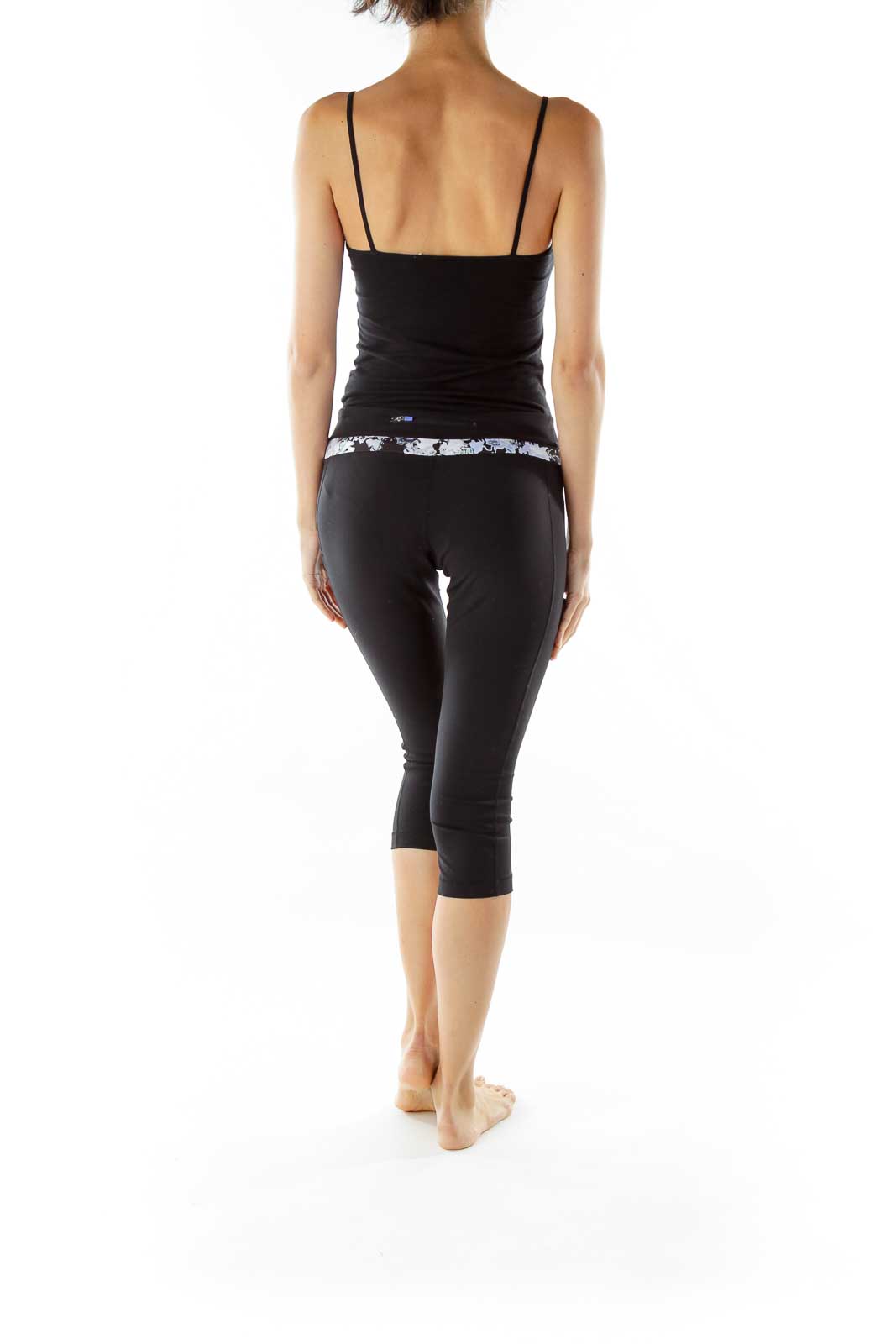 Black Purple Flower Print Yoga Pants