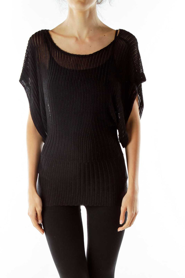 Black Cable Knit Blouse