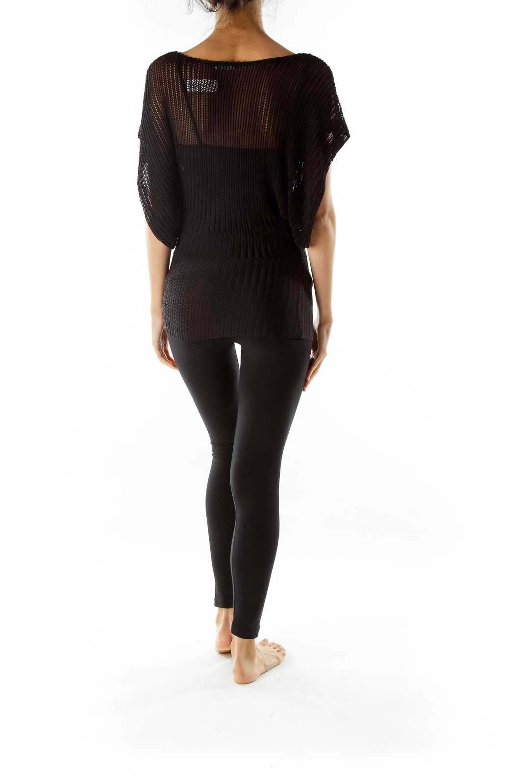 Black Cable Knit Blouse