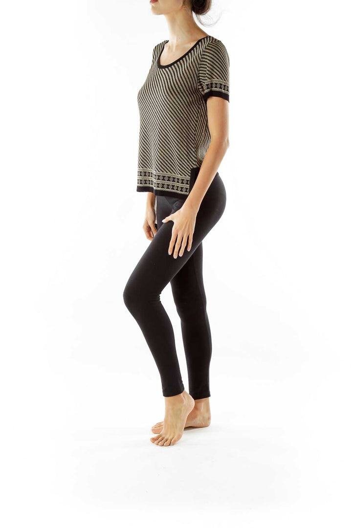 Black Beige Knit BLouse