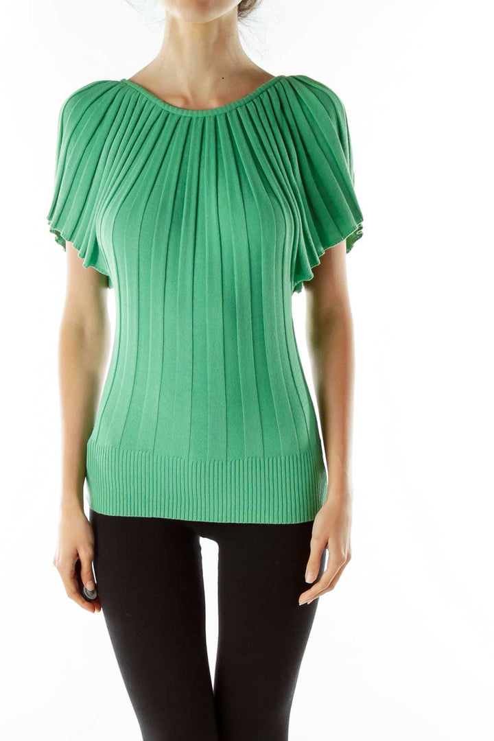 Green Bat-Sleeve Blouse