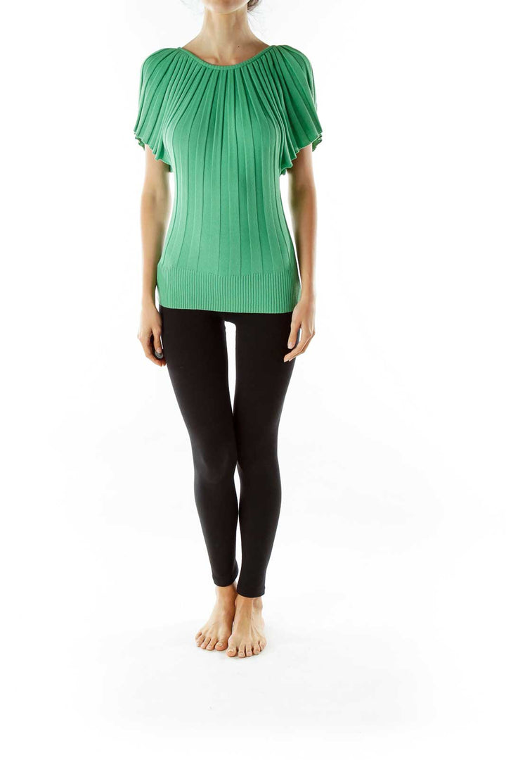 Green Bat-Sleeve Blouse