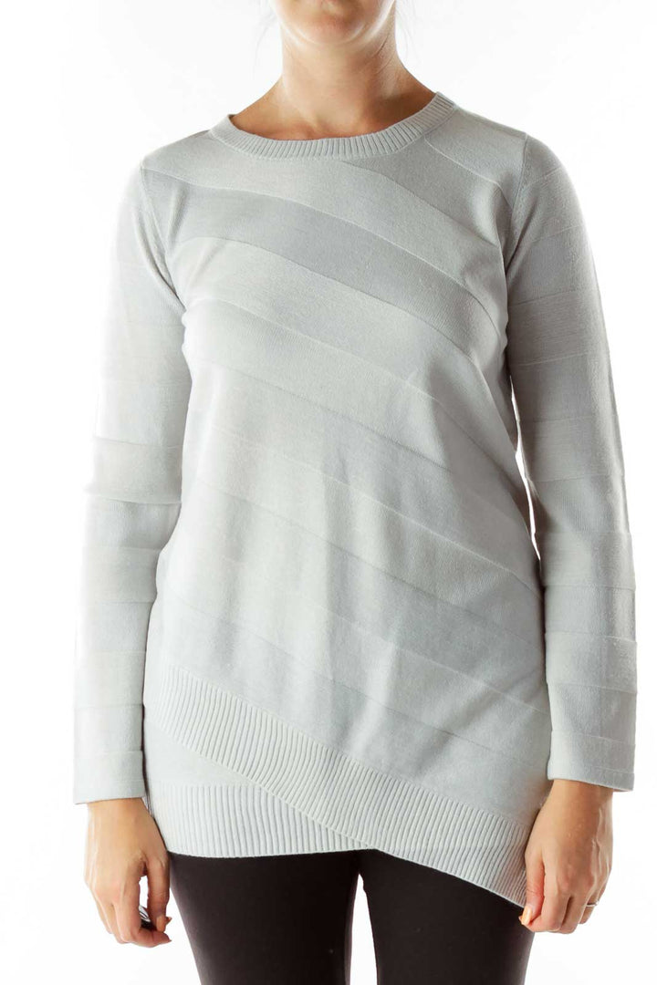 Blue Striped Round-Neck Sweater