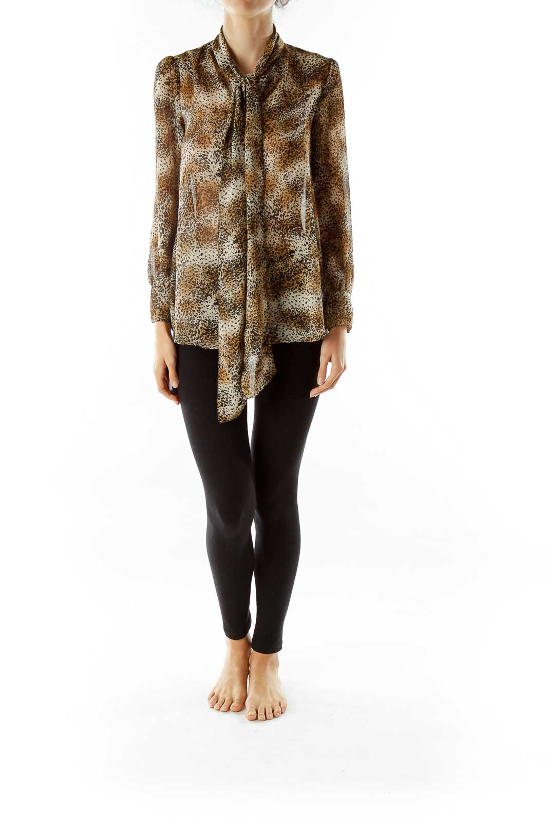 Black Brown Animal Print Blouse