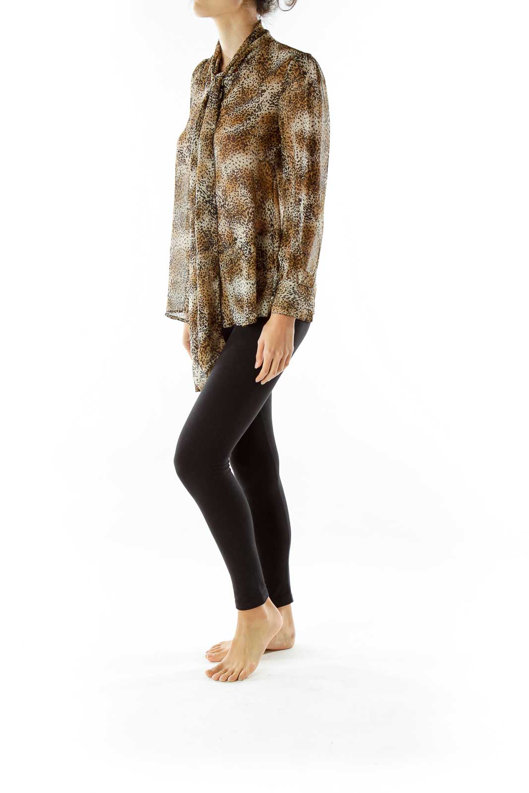 Black Brown Animal Print Blouse