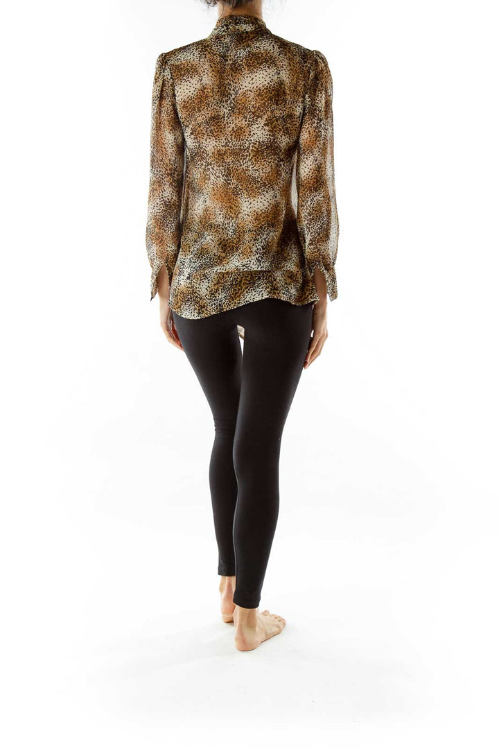 Black Brown Animal Print Blouse