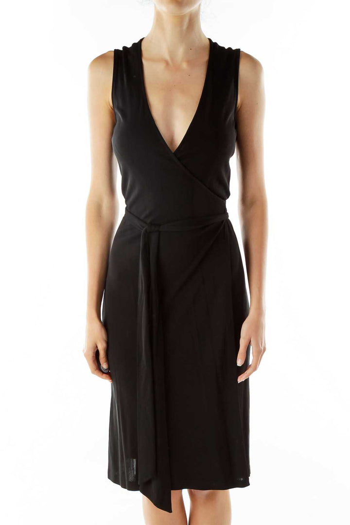 Black Wrap Work Dress