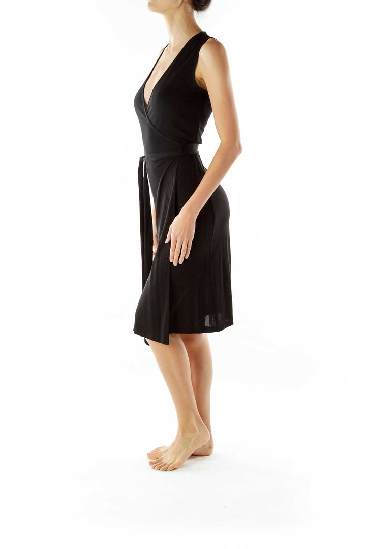 Black Wrap Work Dress