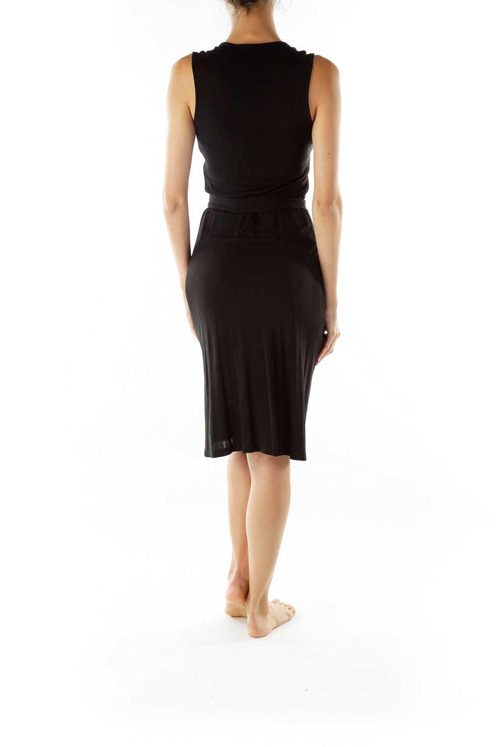 Black Wrap Work Dress